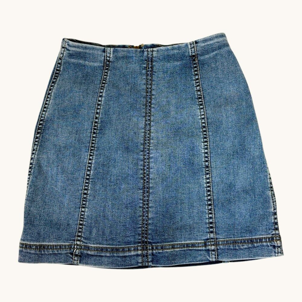 Free People Modern Femme High Waisted Bodycon Denim Mini Skirt Size 0